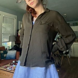 Green bishop sleeve flowy blouse